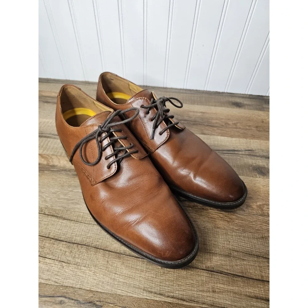Cole Haan Hawthorne Plain Toe Oxford Shoes British Tan Leather Men's 10.5